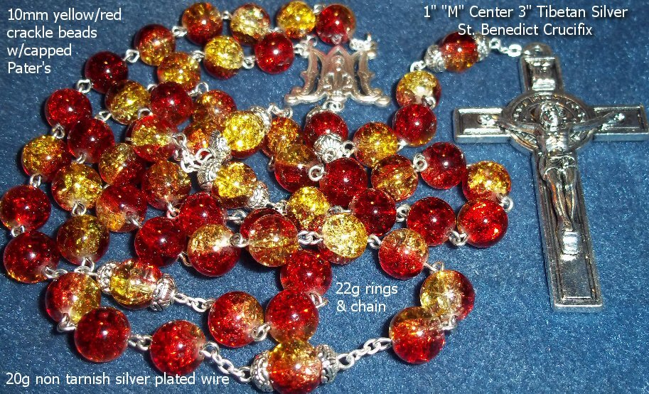 Handmade Rosary, 2024 10mm Hot Pink Drawbench Transparent Glass Beads